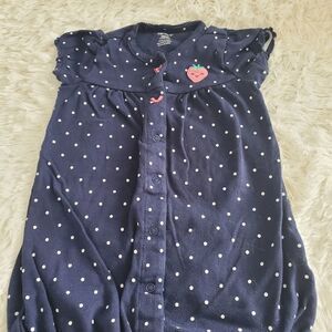 Carter's Baby Girl's Size 18M Navy Blue and White Polka Dot Romper